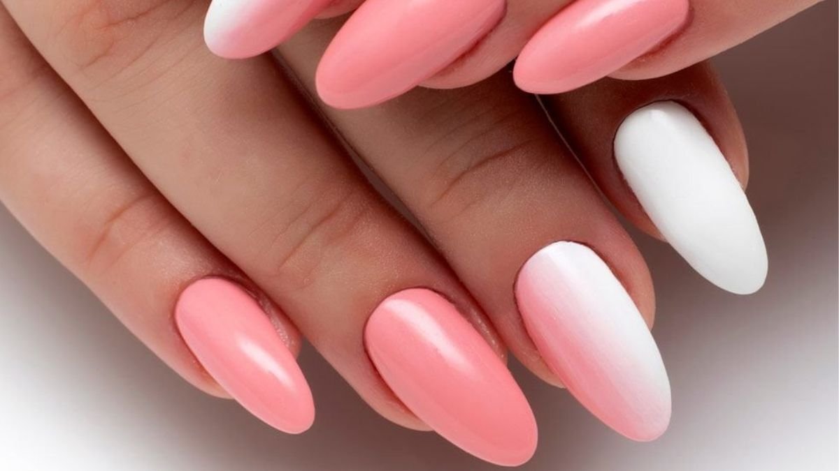 white pink ombre nail